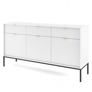 Komoda z szufladami Lovro 154 cm biała nowoczesny design zachwyci miłośników wyrazistych wnętrz
