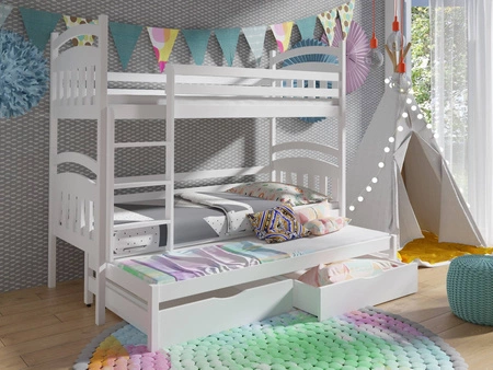 Łóżko piętrowe Adaś 3 osobowe 80x180 cm idealne do pokoju dziecka oszczędza metraż zajmuje przestrzeń łóżka pojedynczego