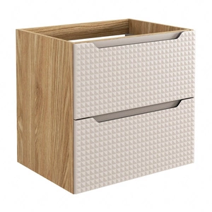 Szafka pod umywalkę Luxor 60 cm dąb olejowany / beżowy trójwymiarowe ryflowania podkreślają designerski styl szafki z szufladami