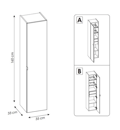 Słupek łazienkowy wiszący Santa Fe 35 cm czarny elegancka szafka do łazienki dwie szuflady we wnętrzu metalowy uchwyt krawędziowy