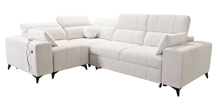 Narożnik z funkcją spania Penejos II jasny szary lewostronny komfort podczas codziennego wypoczynku pojemnik na pościel