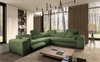 Narożnik z funkcją spania Viano III Lux zielony lewostronny nowoczesny narożnik do salonu z wysuwanym podnóżkiem pojemnik na pościel