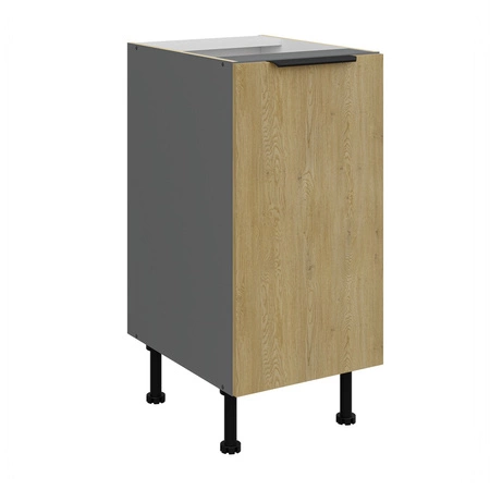 Zestaw mebli kuchennych Corsico 260 cm eleganckie szafki kuchenne o modnej i naturalnej kolorystyce metalowe uchwyty krawędziowe