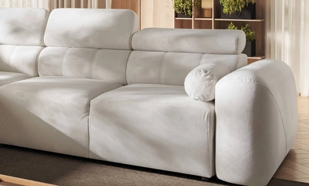 Narożnik z funkcją spania Cantare XI Lux ceglasty lewostronny komfortowy narożnik do salonu z podnoszonym podnóżkiem miękka tkanina