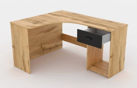 Biurko narożne Corner 155x125 cm dąb wotan stylowe oraz funkcjonalne do biura gabinetu lub pokoju młodzieżowego