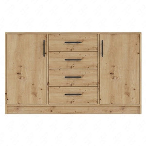 Komoda z szufladami Caspe 140 cm dąb artisan nowoczesny design mebla obrzeża komody wykończone specjalną okleiną ABS