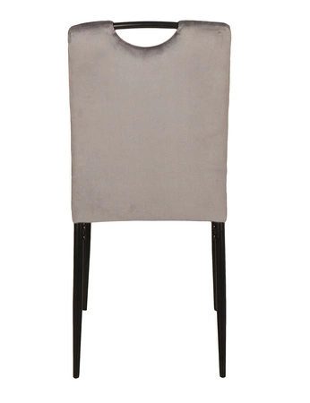Krzesło tapicerowane Rip 38x43 cm jasny szary klasyczne oraz ponadczasowe krzesło do jadalni z metalowymi nogami