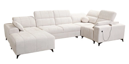 Narożnik z funkcją spania Penejos IV szary popiel lewostronny stylowy narożnik rozkładany z dwoma pojemnikami na pościel trwała tkanina