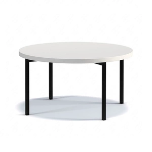 Stolik kawowy okrągły 80 cm Sampi biały ponadczasowy i lekki design solidna metalowa podstawa idealny stolik do każdej aranżacji