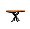 Stół okrągły rozkładany Fonti 110 cm dąb karmel / czarny designerski stół do jadalni metalowe nogi w stylu skandynawskim