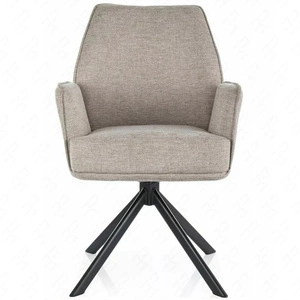 Krzesło tapicerowane Hugo Brego jasny beż nowoczesne krzesło obrotowe z metalowymi nogami stylowe krzesło kubełkowe