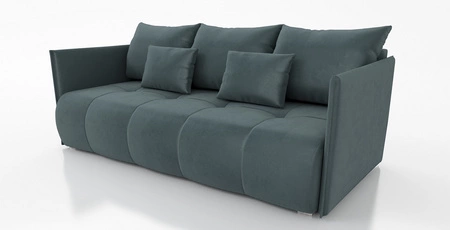 Kanapa rozkładana Selva ciemny szary funkcjonalna sofa do salonu z pojemnikiem na pościel wykonana z tkaniny o pluszowej powierzchni