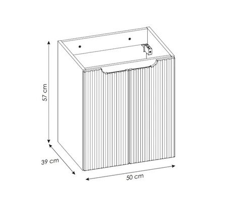 Szafka pod umywalkę Nova 50 cm biała nowoczesny design szafka odporna na działanie wilgoci ozdobne ryflowane fronty