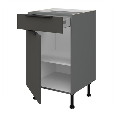 Szafka kuchenna stojąca z szufladą i półką Aversa Ant 50 D 1F 1S BB fronty szafki kuchennej wykończone w technologii anti fingerprint