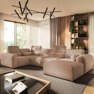 Narożnik z funkcją spania Cantare IV łososiowy prawostronny starannie wykonany narożnik do salonu zapewnia komfort i wygodę