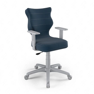 Krzesło do biurka Duo granatowe dopasowane do wzrostu 146-176,5 cm ergonomiczne krzesło obrotowe z regulowanymi podłokietnikami
