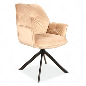 Krzesło tapicerowane Boogie II 45x44 cm beżowe stylowe krzesło obrotowe z metalowymi nogami krzesło glamour
