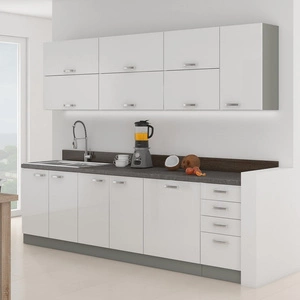 Zestaw mebli kuchennych Bianka 260 cm fronty w połysku niepowtarzalny styl szafek dopasuje się do wnętrza każdej kuchni