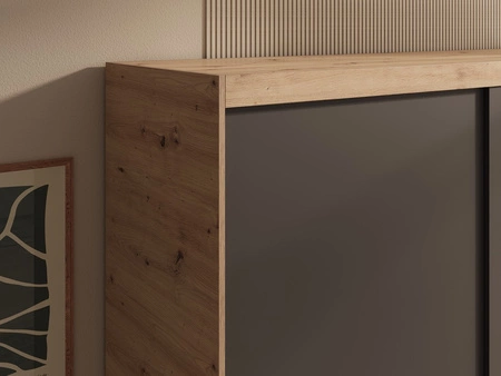 Szafa przesuwna z lustrem Hailey 120 cm dąb artisan / czarny minimalistyczna forma szafa idealnie wpasuje się do każdego wnętrza