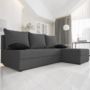 Narożnik z funkcją spania Bowers grafitowy prawostronny narożnik z pojemnikiem na pościel gwarancja najwyższego komfortu