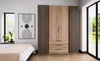 Szafa Kastano IV 200 cm dąb evoke nowoczesny design drzwi szafy ozdobione czarnymi lamelami metalowe uchwyty krawędziowe