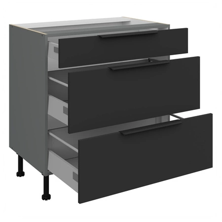 Szafka kuchenna stojąca z szufladami Alatri Ant 80 D 3S BB odporna na uszkodzenia wykończenie frontów w technologii anti fingerprint