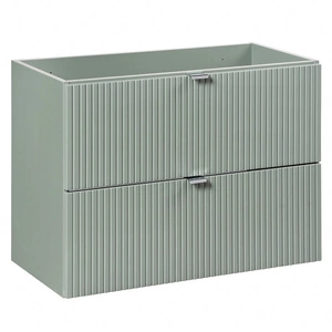Szafka pod umywalkę Line Reed Green 80 cm szałwiowa designerska szafka z ryflowanymi frontami pojemne szuflady modna kolorystyka