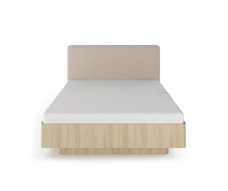 Łóżko Viki 160x200 cm z pojemnikiem na pościel dąb barista komfortowe łóżko do sypialni z tapicerowanym zagłówkiem zaoblone boki
