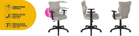 Krzesło do biurka Duo jasny szary dopasowane do wzrostu 159-188 cm ergonomiczne siedzisko regulowane podłokietniki odporna tkanina