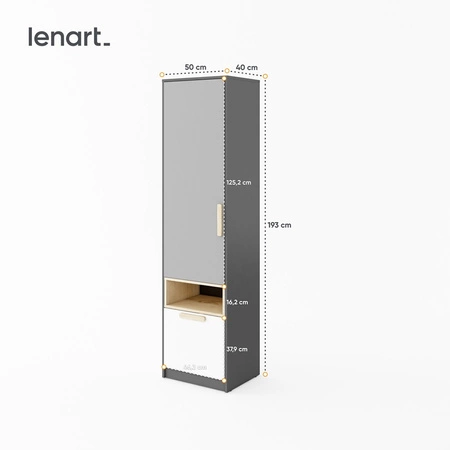 Szafa Pok 50 cm grafit / szary / biały / buk ibsen nowoczesny design szafa modułowa z głęboką szufladą kompaktowe wymiary