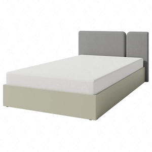 Łóżko Paguro 120x200 cm z pojemnikiem eukaliptus idealne do pokoju dziecka z tapicerowanym zagłówkiem