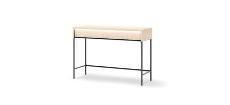 Konsola Trend beżowa z szufladami stylowa oraz funkcjonalna toaletka z szufladami oryginalne ryflowane fronty metalowa podstawa