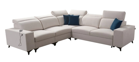 Narożnik z funkcją spania Kelly Sleek III lawendowy róż lewostronny elegancki narożnik do salonu z dwoma pojemnikami na pościel