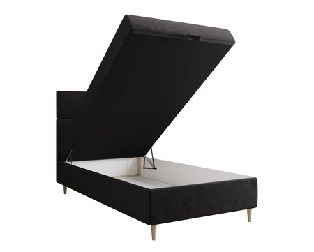 Łóżko kontynentalne Bing 90x200 grafitowe w nowoczesnym skandynawskim stylu z tapicerowanym zagłówkiem łóżko z pojemnikiem