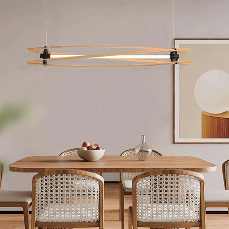 Lampa wisząca Wooden II 120 cm 15W 3000K nowoczesny design lampy nad stół eleganckie i estetyczne wykończenie w kolorze drewna