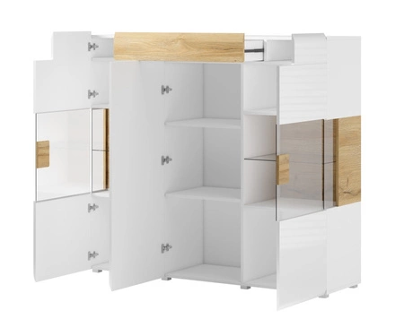 Komoda z szufladą Toledo 147 cm antracyt / antracyt połysk / dąb grandson nowoczesny design mebla stylowe połączenie kolorów