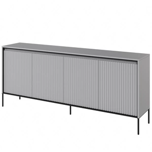 Komoda Trend 193 cm szara wyjątkowy design pojemna komoda do salonu z oświetleniem LED charakterystyczne ryflowane fronty
