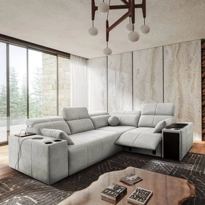 Narożnik z funkcją spania Tesalia II Lux szary popiel prawostronny wygodny narożnik z przesuwanym oparciem oraz wysuwanym podnóżkiem