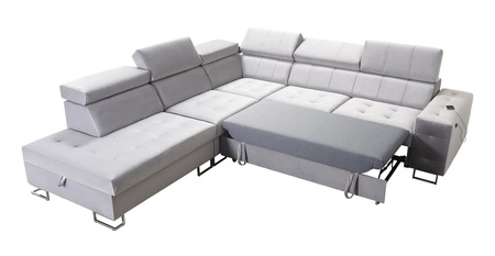 Narożnik z funkcją spania Hampton IX jasny brąz lewostronny stylowy i nowoczesny design narożnika idealny mebel do każdej aranżacji