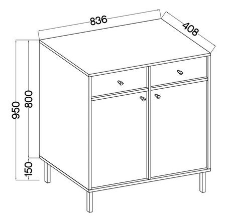 Komoda z szufladami Kioto II 84 cm eukaliptus idealna komoda do salonu lub sypialni w stylu nowoczesnym wysokie metalowe nogi