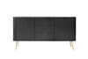 Komoda z szufladami Zoya 168 cm czarna elegancki design owalny kształt bryły osadzony na złotych nogach gustowny ryflowany front