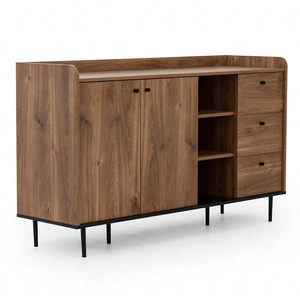 Komoda z szufladami Apallo 150 cm dąb brandy castello oryginalny design wysokie ranty blatu bryła osadzona na metalowych nogach