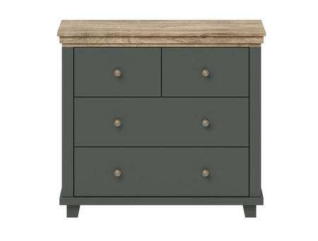 Komoda z szufladami Evora 90 cm butelkowa zieleń / dąb lefkas idealna do wnętrz w stylu nowoczesnym klasycznym i skandynawskim