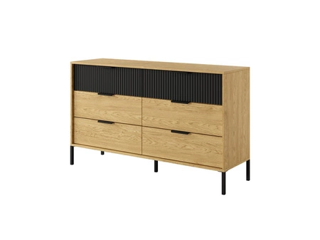 Zestaw mebli do sypialni Baltic dąb baltic / czarny stylowy design komplet mebli do sypialni dekoracyjne ryflowania metalowe uchwyty