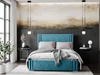 Łóżko tapicerowane Tatui 160x200 turkusowe stylowe łóżko z pojemnikiem na pościel wygodny zagłówek zachwyca eleganckim designem