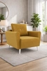 Fotel Felicie musztardowy elegancki fotel do salonu z obszernym i miękkim siedziskiem drewniane nóżki nadają wizualnej lekkości