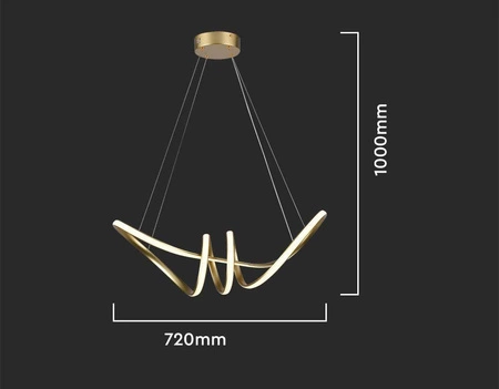 Lampa wisząca Bend II złota 24W 3000K designerska lampa LED o finezyjnej formie w nowoczesnym stylu idealne dopełnienie salonu lub sypialni