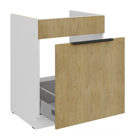 Zestaw mebli kuchennych Cremona 260 cm eleganckie szafki kuchenne o subtelnej i naturalnej kolorystyce metalowe uchwyty krawędziowe