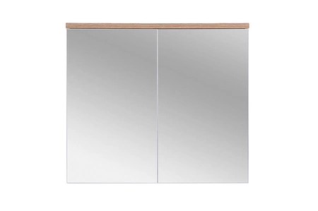 Szafka łazienkowa wisząca z lustrem Bali 80 cm biały / dąb wotan elegancka i nowoczesna szafka o minimalistycznej konstrukcji