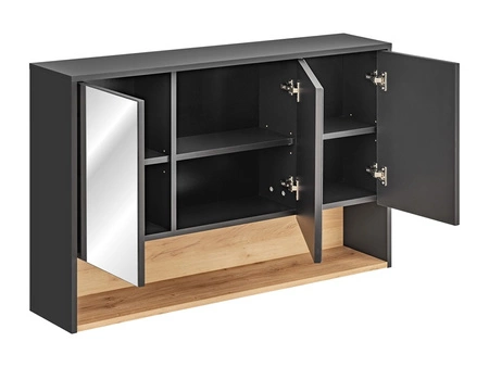 Szafka łazienkowa wisząca z lustrem Borneo 120 cm szary / dąb artisan elegancka szafka z funkcjonalną półką modny element dekoracyjny